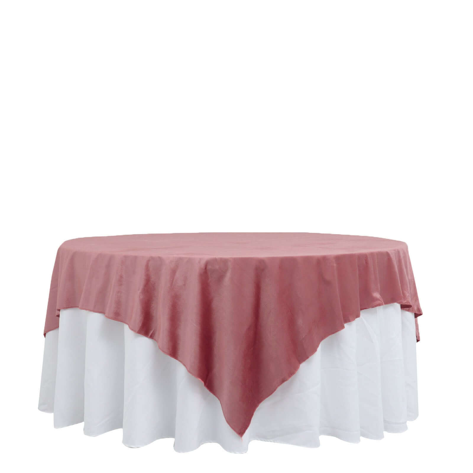 Velvet 72"x72" Table Overlay Square Tablecloth Dusty Rose - Premium Soft Finish Table Topper