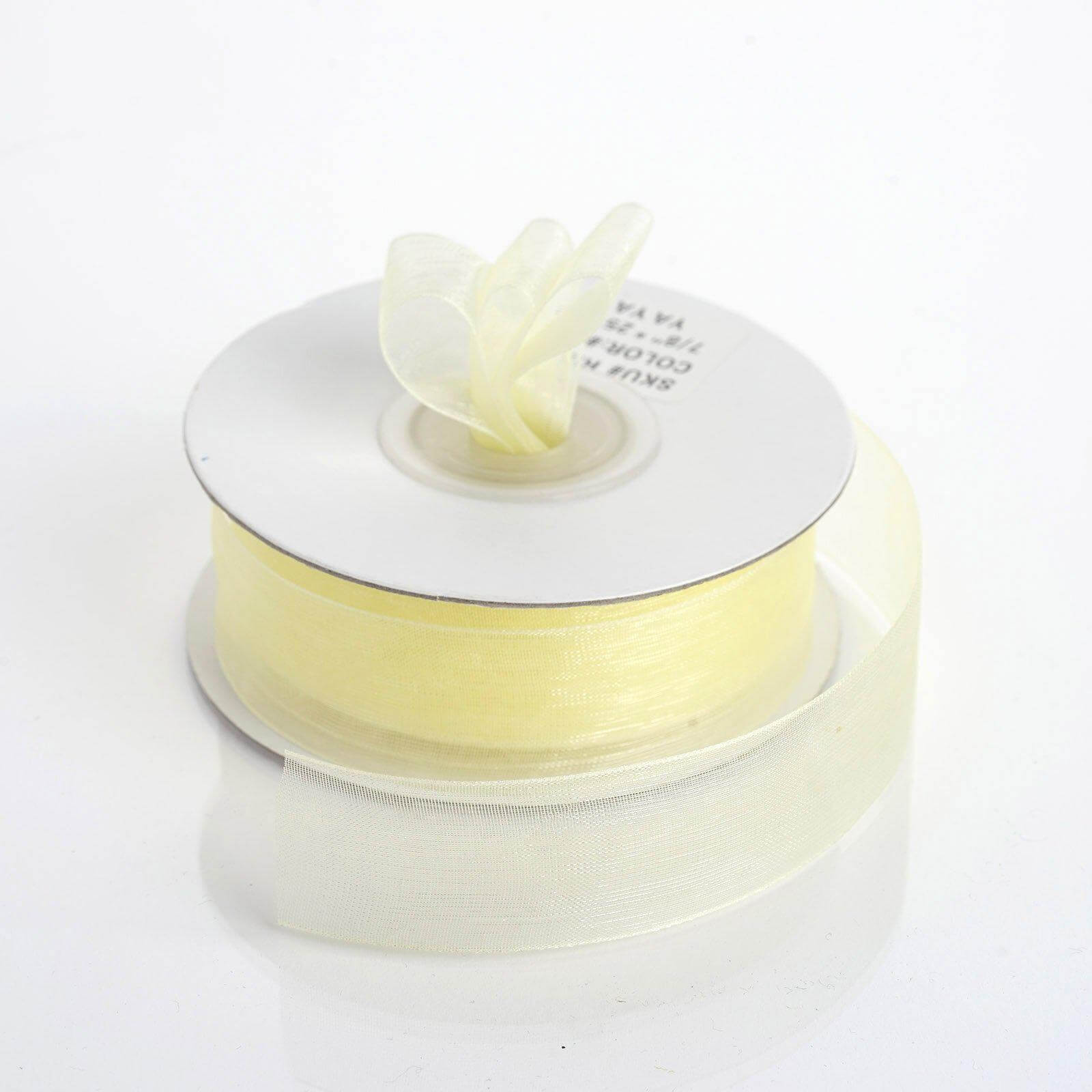 25 Yard 7 8" DIY Yellow Organza Ribbon With Mono Edge - Clearance SALE