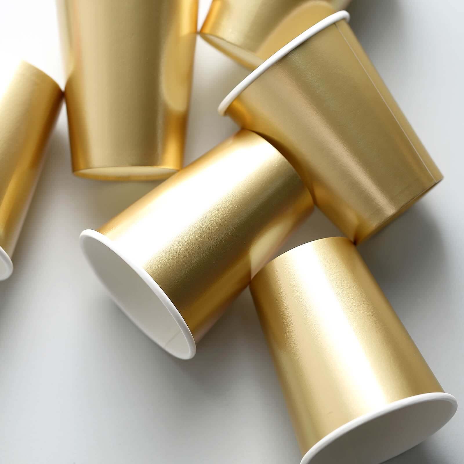 24-Pack Paper Cups in Metallic Gold - Stylish Disposable Party Cups for Hot & Cold Beverages 9oz