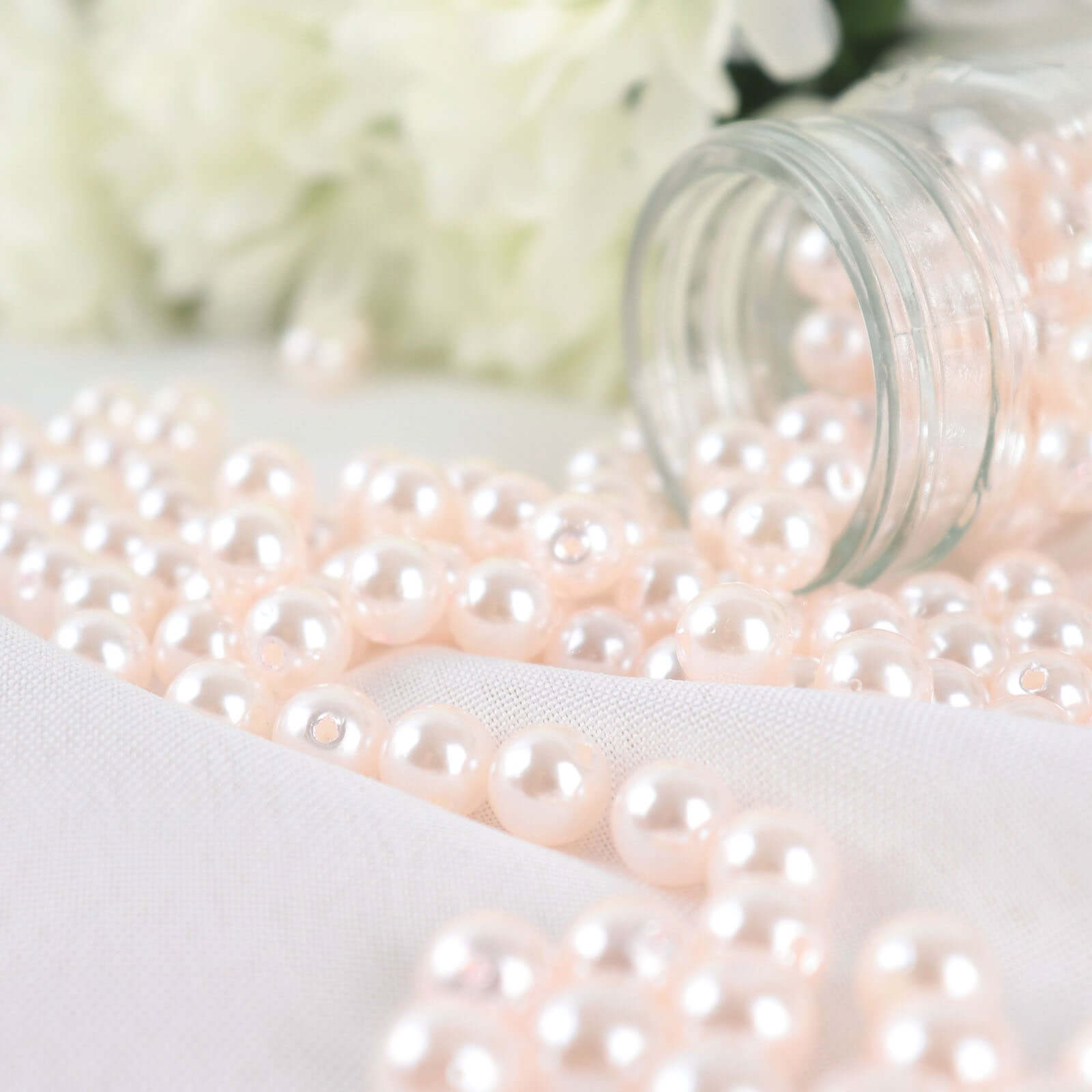 1000-Pack Faux Craft Pearl Beads Blush - Smooth Beads with Holes for Vase Filler Jewelry Making Bridal Accessories & Event Decor 10mm