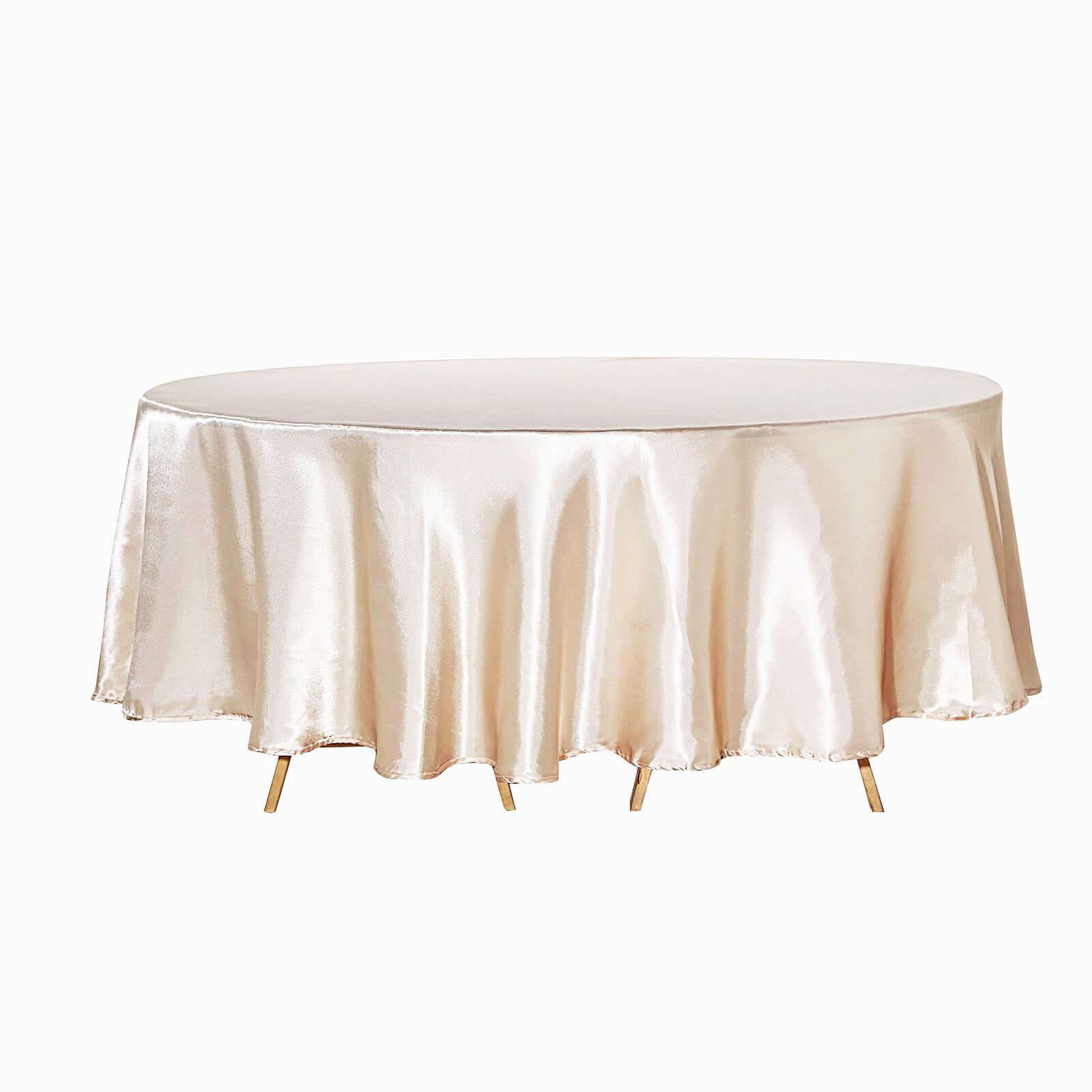 Satin 120" Round Tablecloth Beige - Stylish Seamless Table Cover