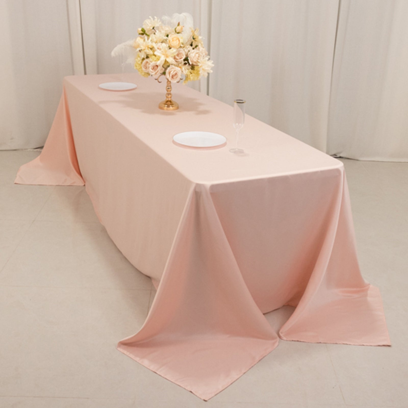Lamour Satin 90"x156" Rectangle Tablecloth Blush - Luxurious, Soft Seamless Table Cover