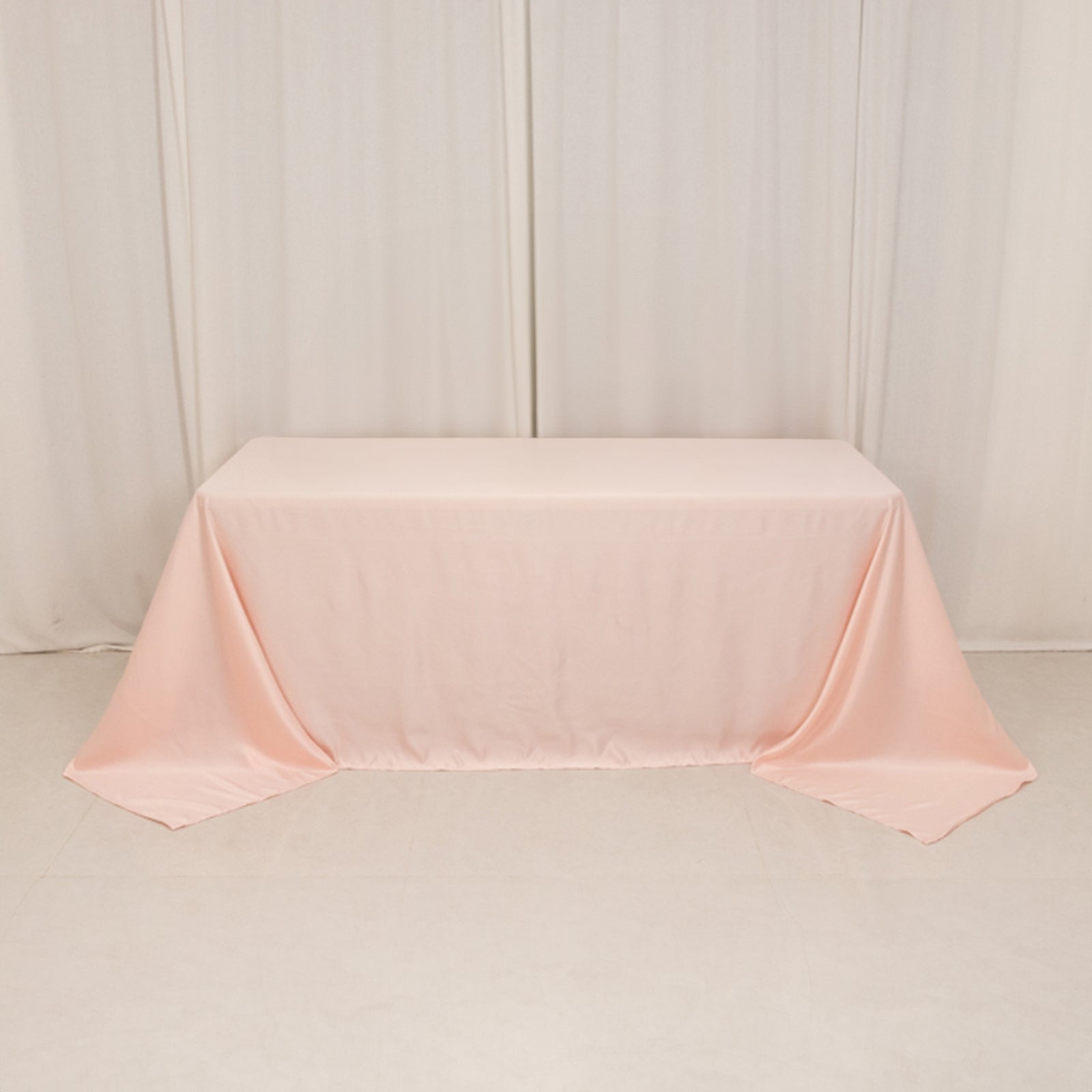 Lamour Satin 90"x132" Rectangle Tablecloth Blush - Soft & Silk-Like Seamless Table Cover