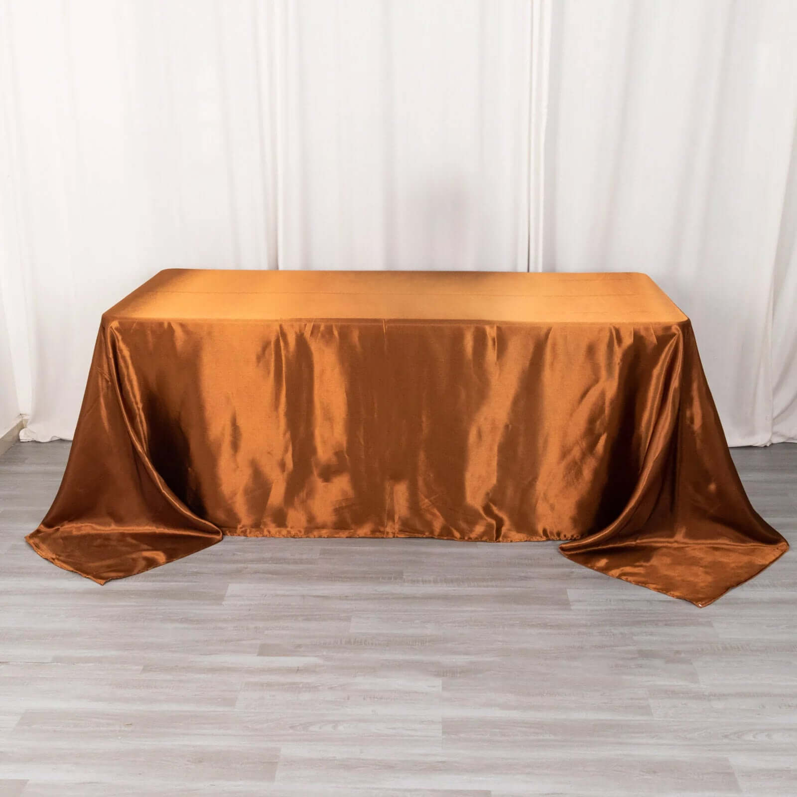 Satin Rectangular 90"x132" Tablecloth Cinnamon Brown Satin - Seamless Table Cover