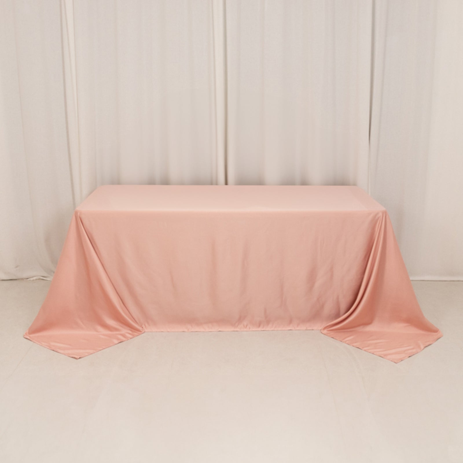 Lamour Satin 90"x132" Rectangle Tablecloth Dusty Rose - Soft & Silk-Like Seamless Table Cover