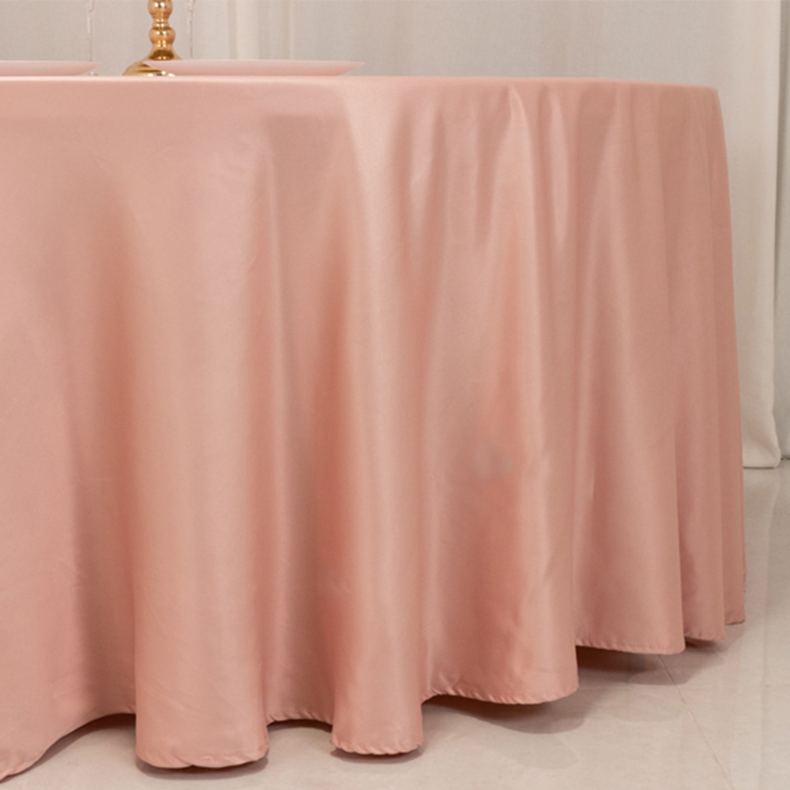 Lamour Satin 120" Round Tablecloth Dusty Rose - Seamless Table Cover with Soft Tempered Sheen