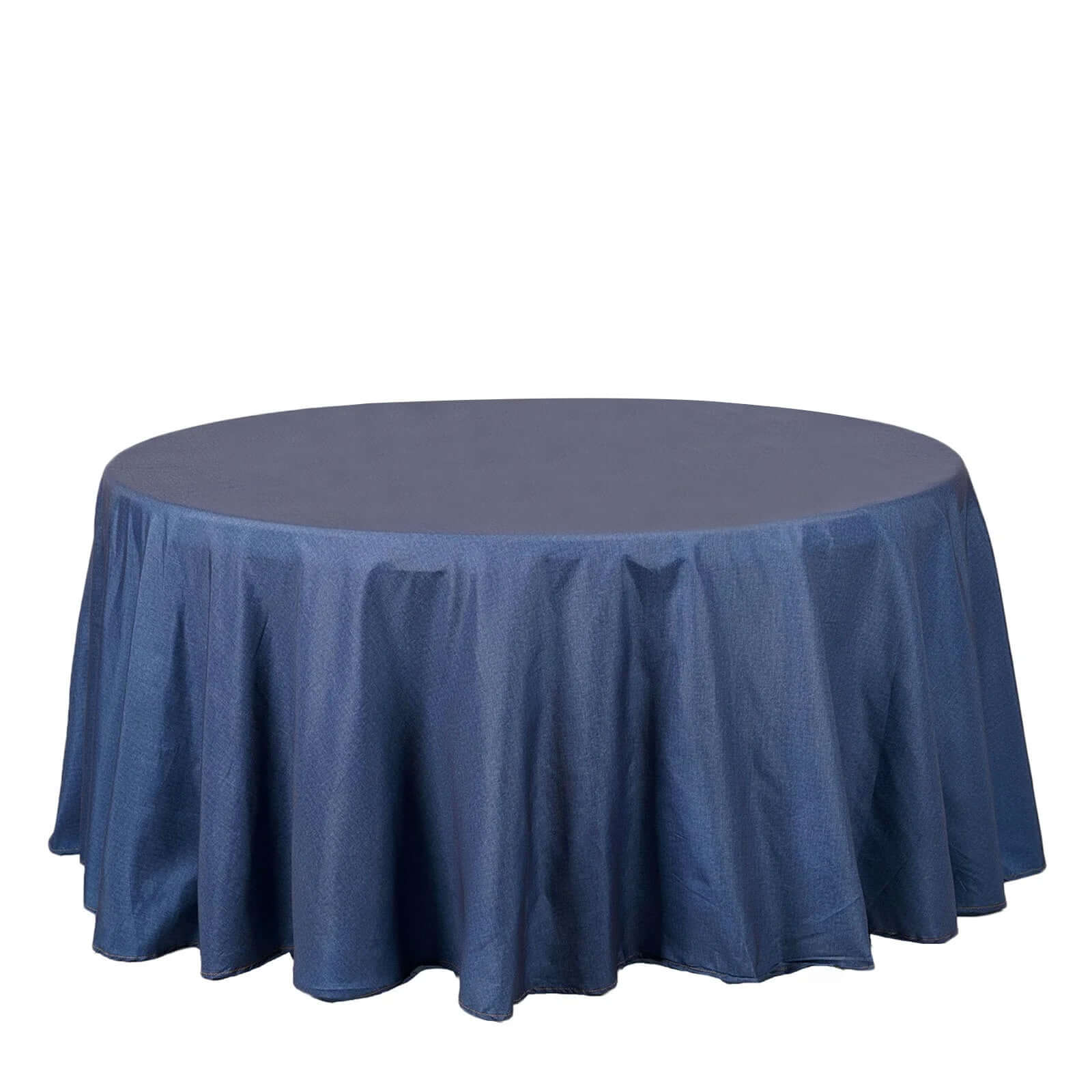 Polyester 120" Round Tablecloth Dark Blue - Seamless Faux Denim Design for Stylish Gatherings