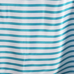 Satin 90"x156" Rectangle Tablecloth White/Turquoise - Stripe Design with Seamless Finish Table Cover