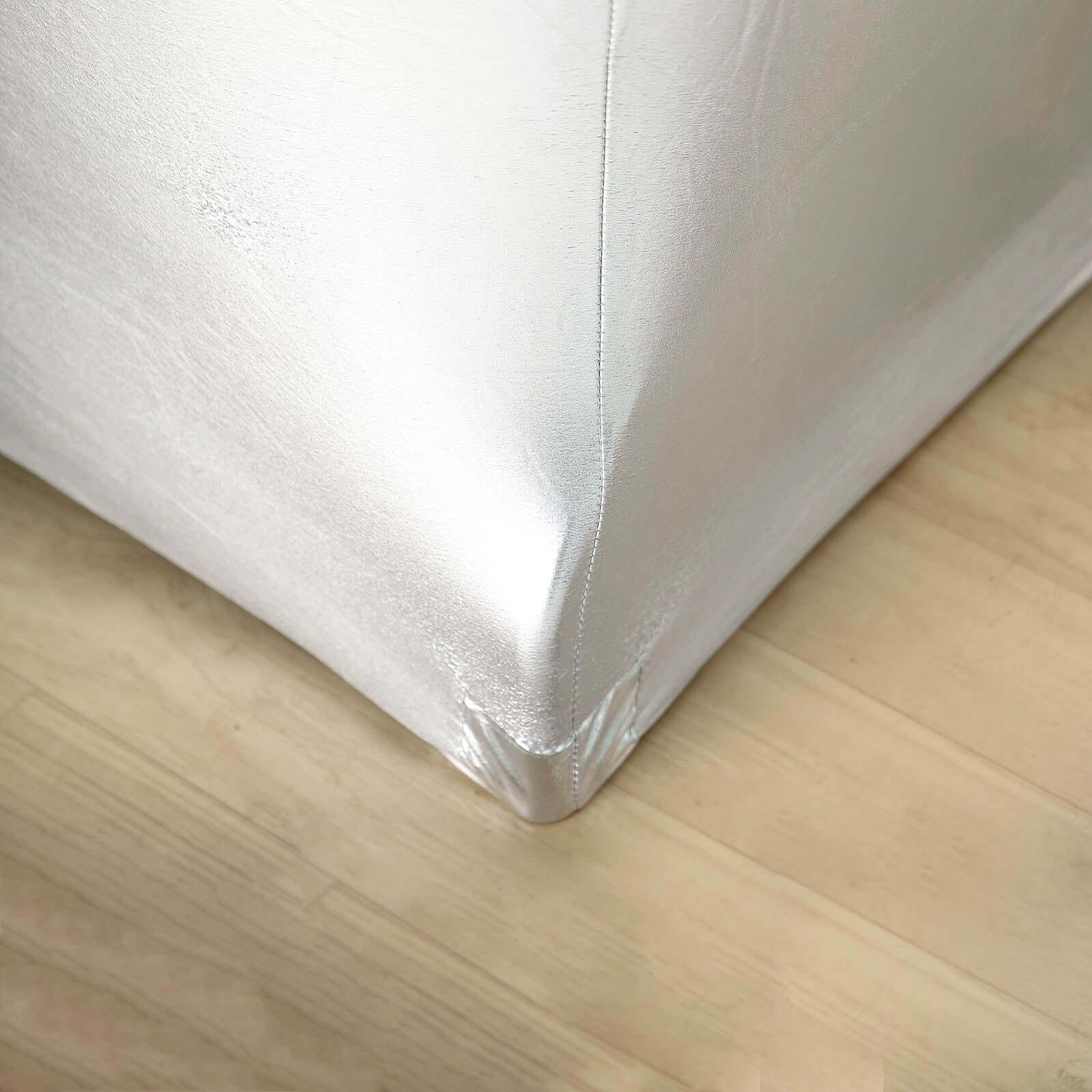 Stretch Spandex 72"x30" Rectangle Tablecloth Metallic Silver - Form-Fitting Table Cover