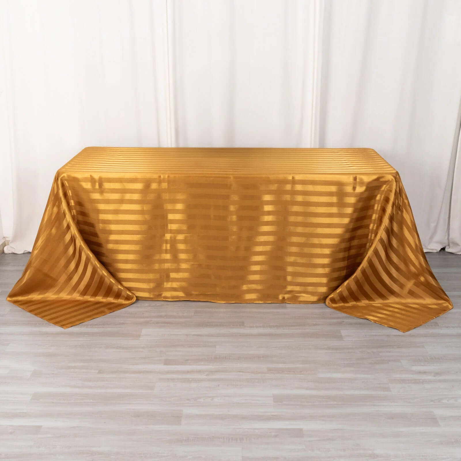 Satin Striped 90"x132" Rectangular Tablecloth Gold Satin Stripe - Seamless Silky Smooth Table Cover