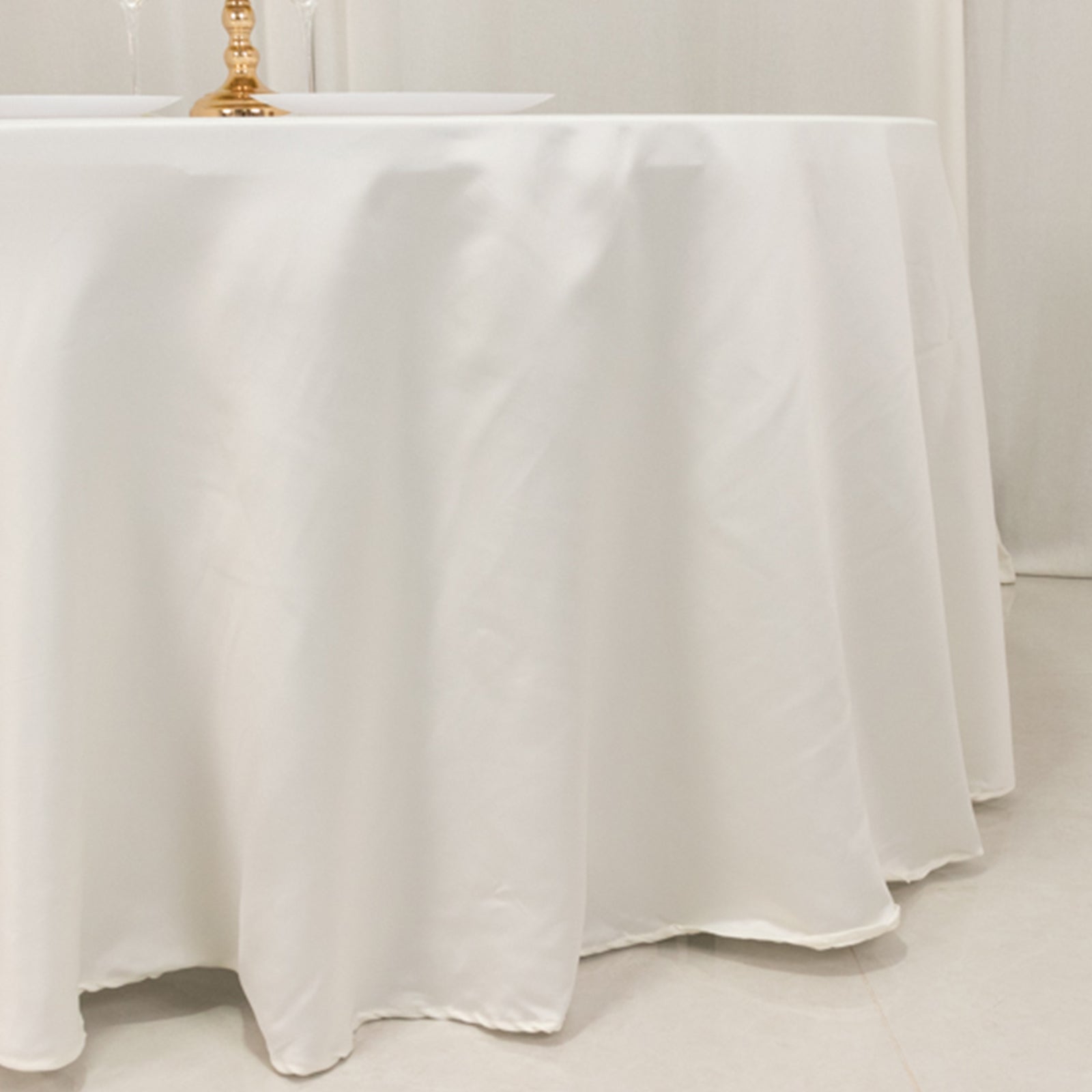 Lamour Satin 120" Round Tablecloth Ivory - Seamless Table Cover with Soft Tempered Sheen