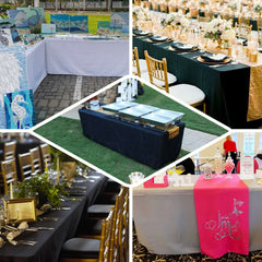 Fitted Polyester 96"x30" Rectangle Tablecloth Ivory - Durable and Easy to Maintain Table Cover