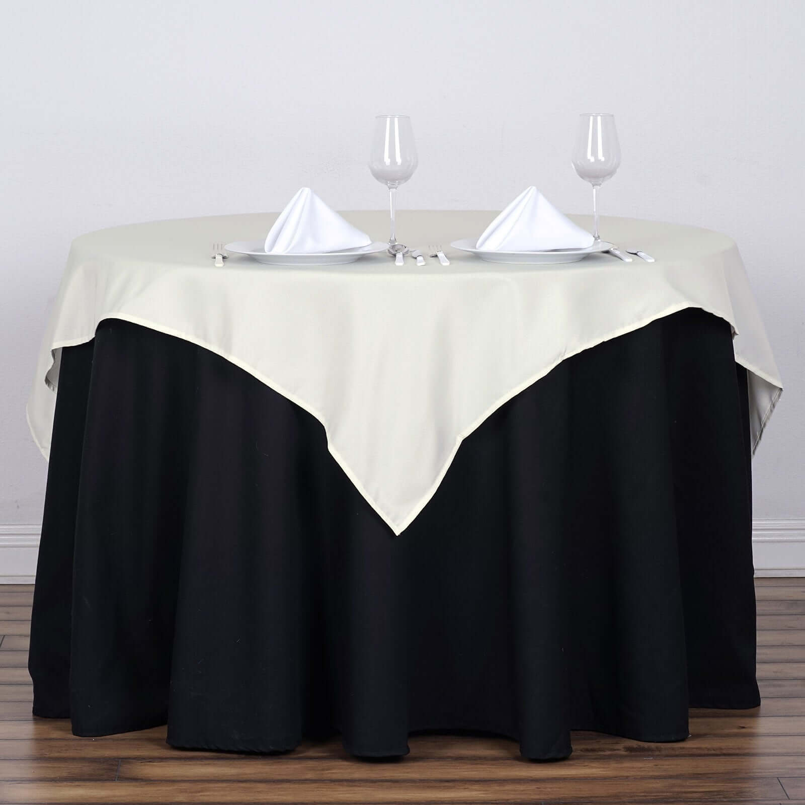 Polyester Square 54"x54" Tablecloth Ivory - Wrinkle-Resistant & Durable Table Cover