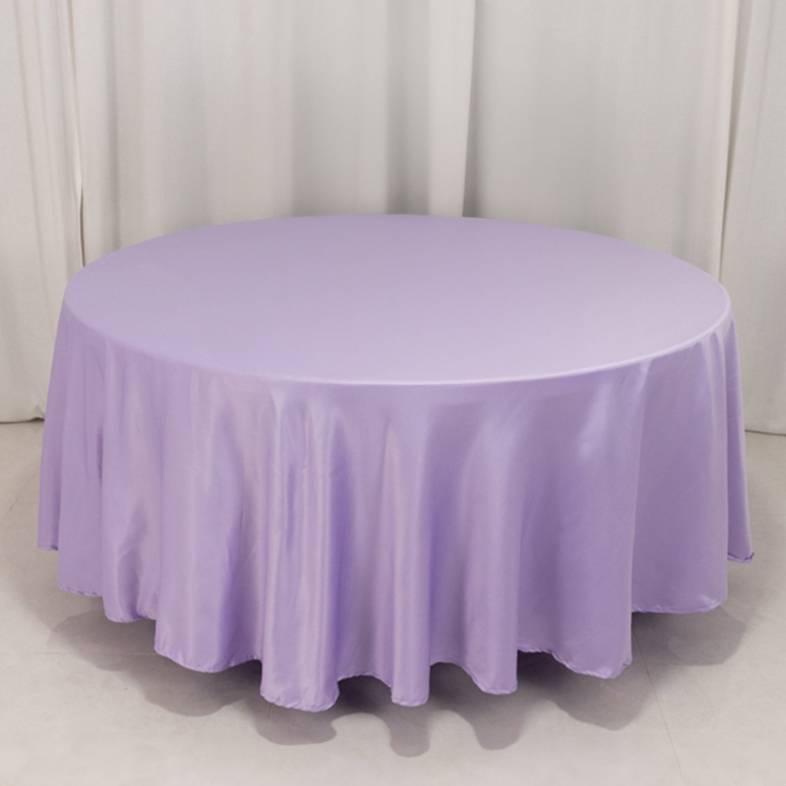 Lamour Satin 108" Round Tablecloth Lavender Lilac - Durable & Silk-Like Table Cover