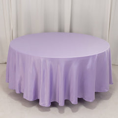 Lamour Satin 108" Round Tablecloth Lavender Lilac - Durable & Silk-Like Table Cover