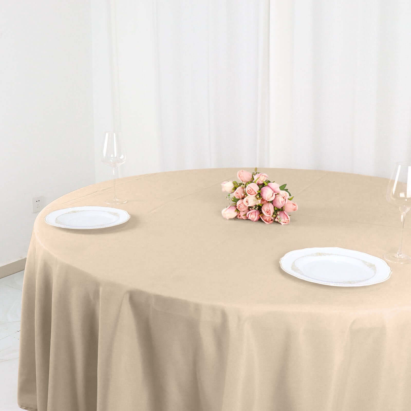 Polyester 108" Round Tablecloth Nude - Wrinkle-Resistant Table Cover