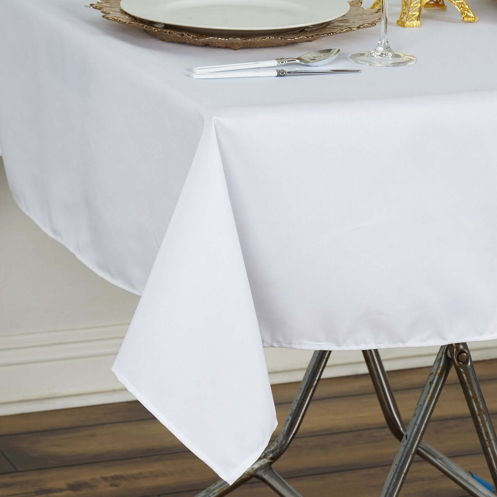 Premium Polyester 54"x54" Square Tablecloth White - Stain and Wrinkle-Resistant 220GSM Finish for Weddings & Events