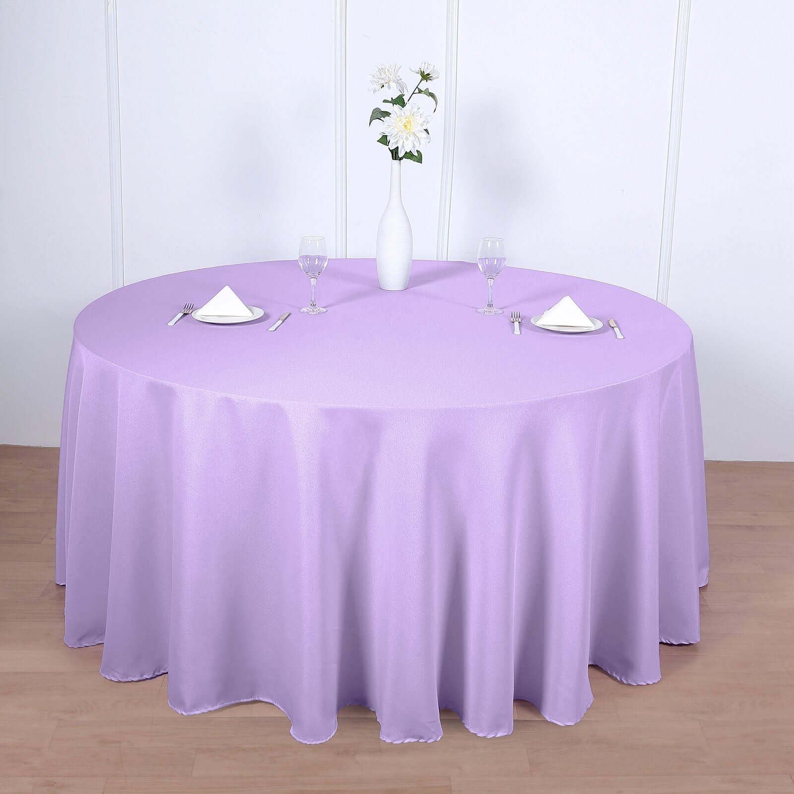 Polyester 120" Round Tablecloth Lavender Lilac - Seamless Wrinkle-Resistant Table Cover
