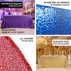 Sequin 90"x132" Rectangle Tablecloth Rose Gold - Seamless Sparkly Table Cover