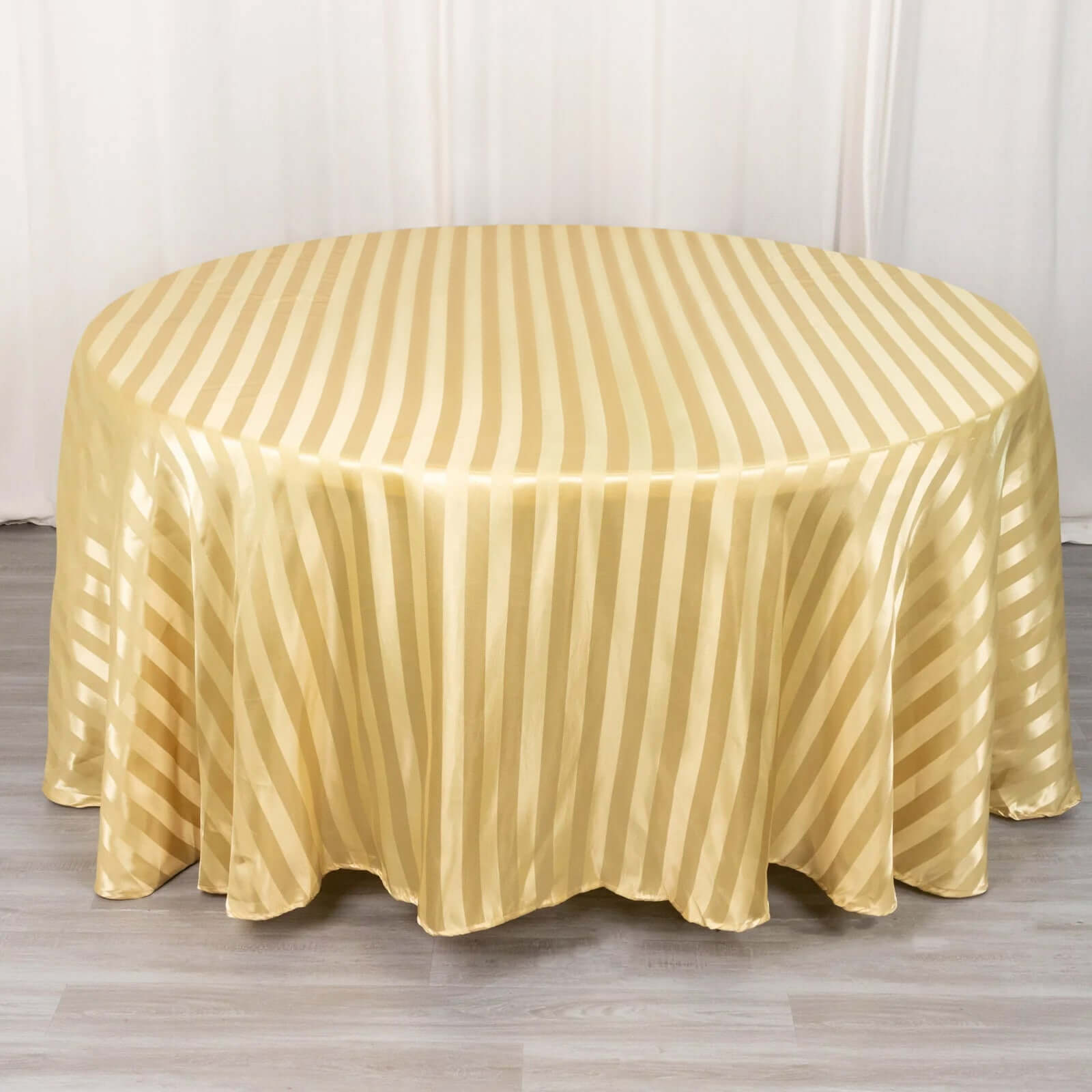 Satin Striped 120" Round Tablecloth Champagne Satin Stripe - Silky Smooth Seamless Table Cover