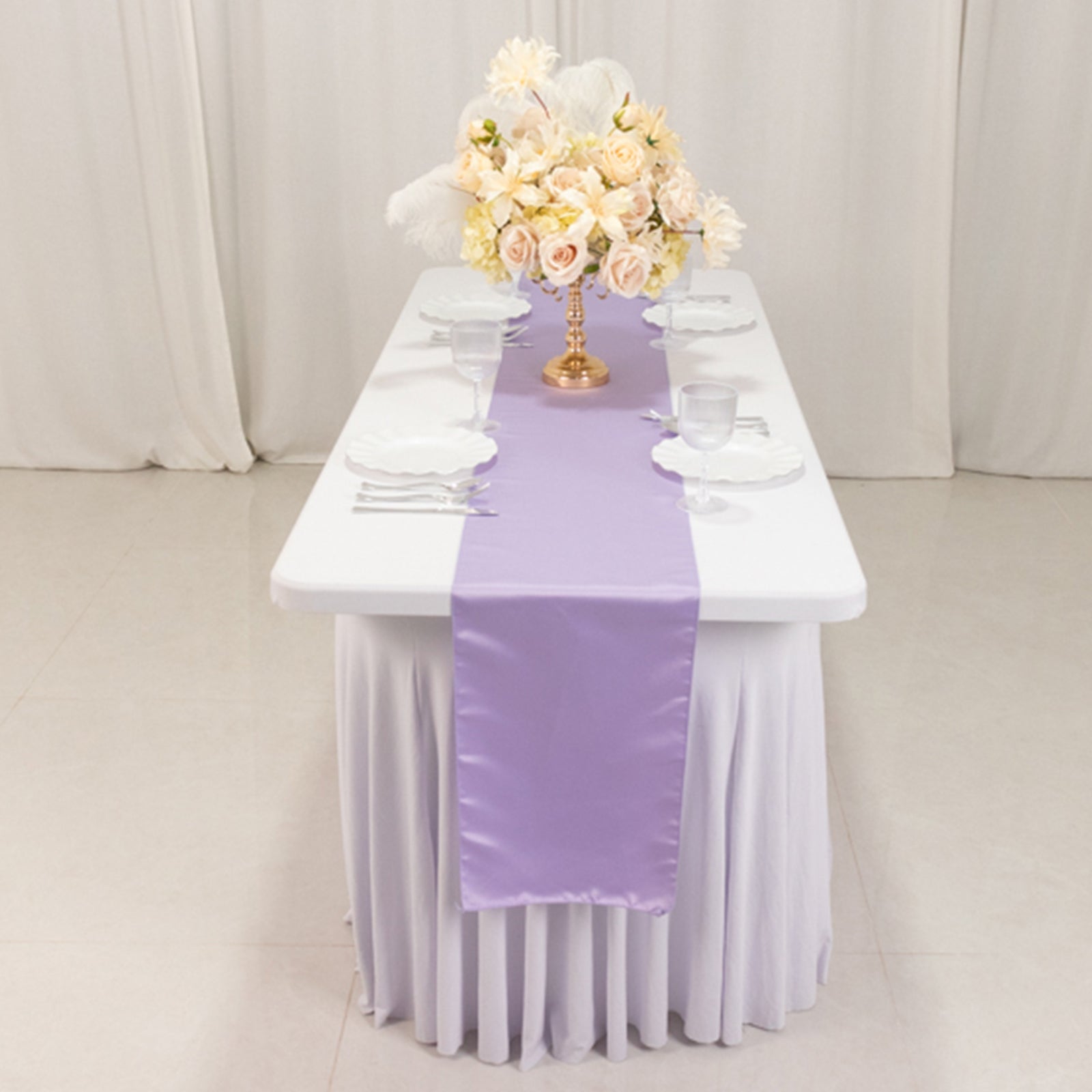 Lamour Satin 12"x108" Table Runner Lavender Lilac - Smooth & Lustrous Finish