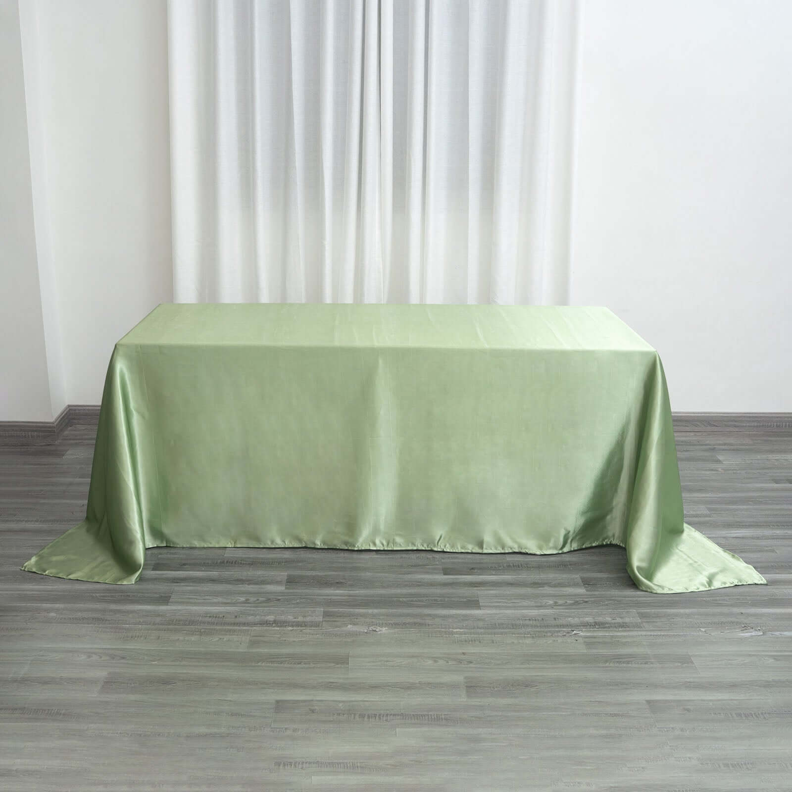 Satin Rectangular 90"x132" Tablecloth Sage Green Satin - Seamless Table Cover