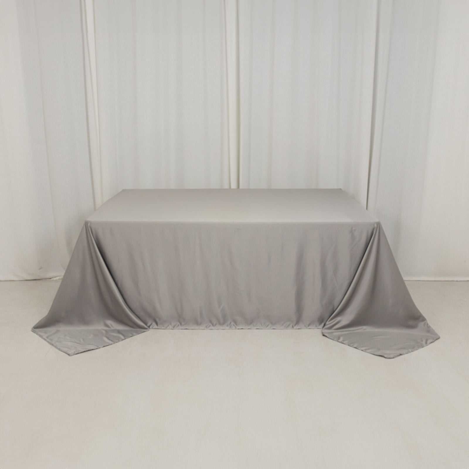 Lamour Satin 90"x132" Rectangle Tablecloth Silver - Soft & Silk-Like Seamless Table Cover