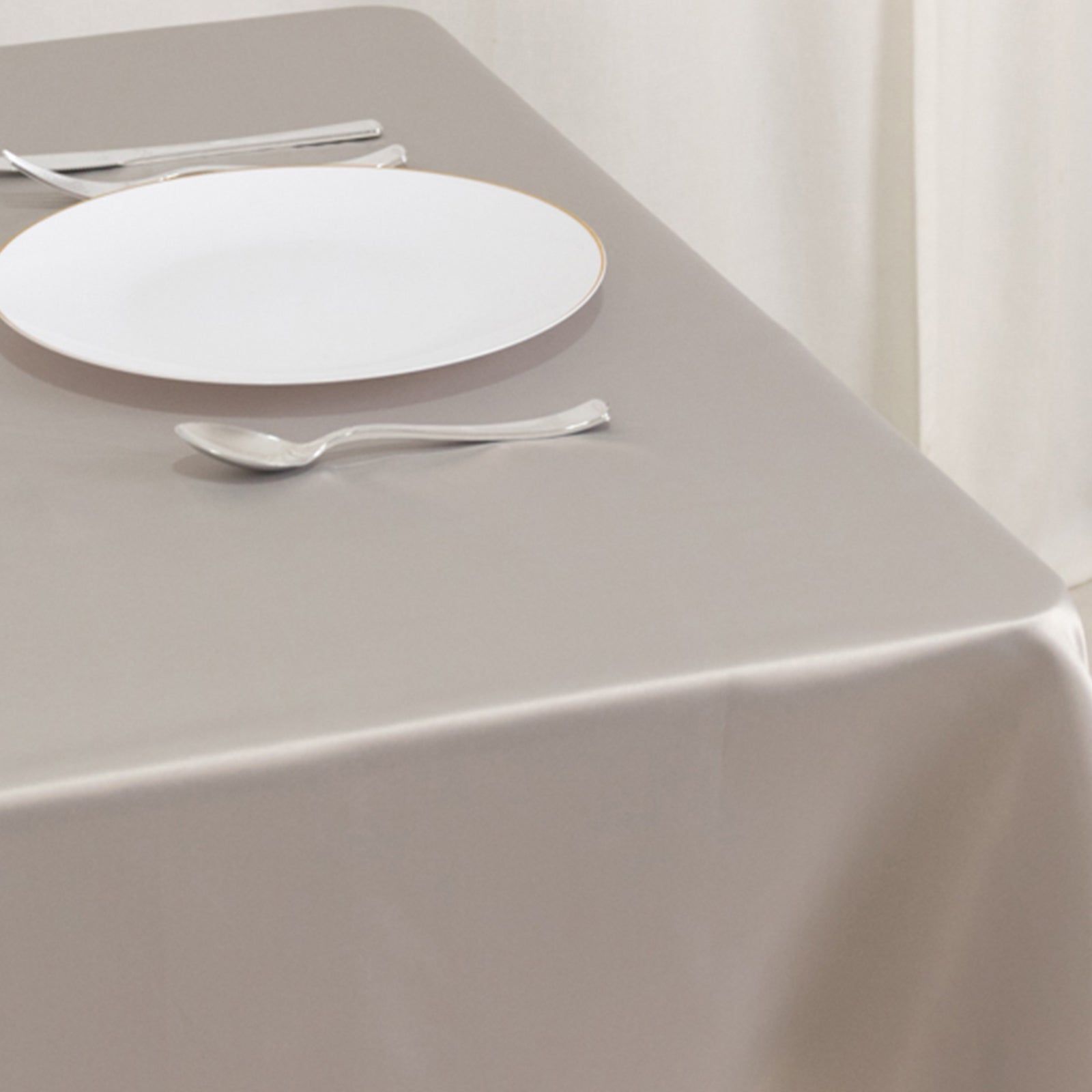 Lamour Satin 54"x54" Table Overlay Square Tablecloth Silver - Durable & Silk-Like Table Cover