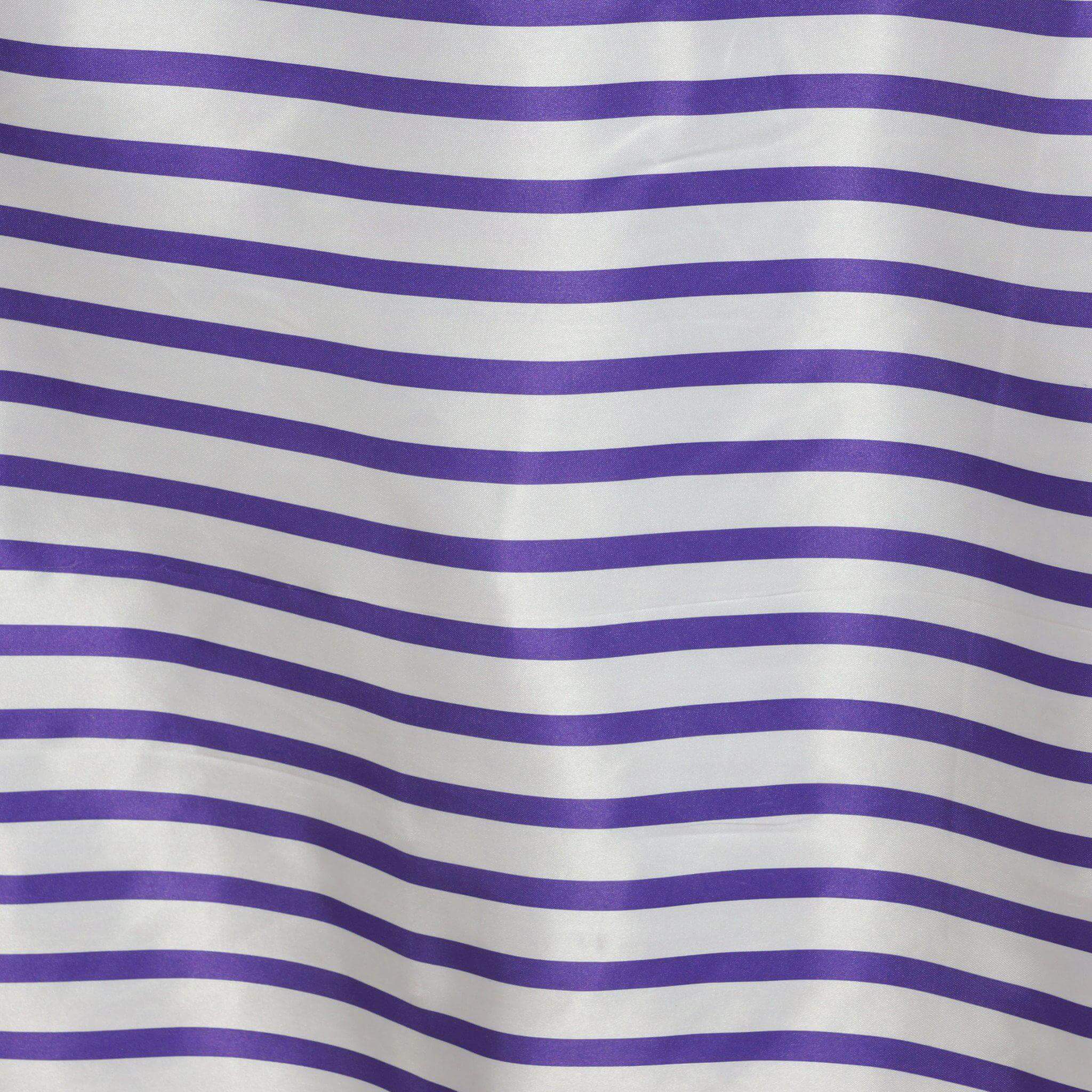 Satin 90"x132" Rectangle Tablecloth White/Purple - Stripe Design with Seamless Smooth Finish Table Cover