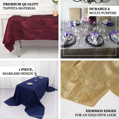 Taffeta 90"x156" Rectangle Tablecloth Terracotta (Rust) - Accordion Crinkle Seamless Table Cover