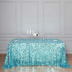 Sequin 90"x156" Rectangle Tablecloth Turquoise - Seamless Big Payette Table Cover