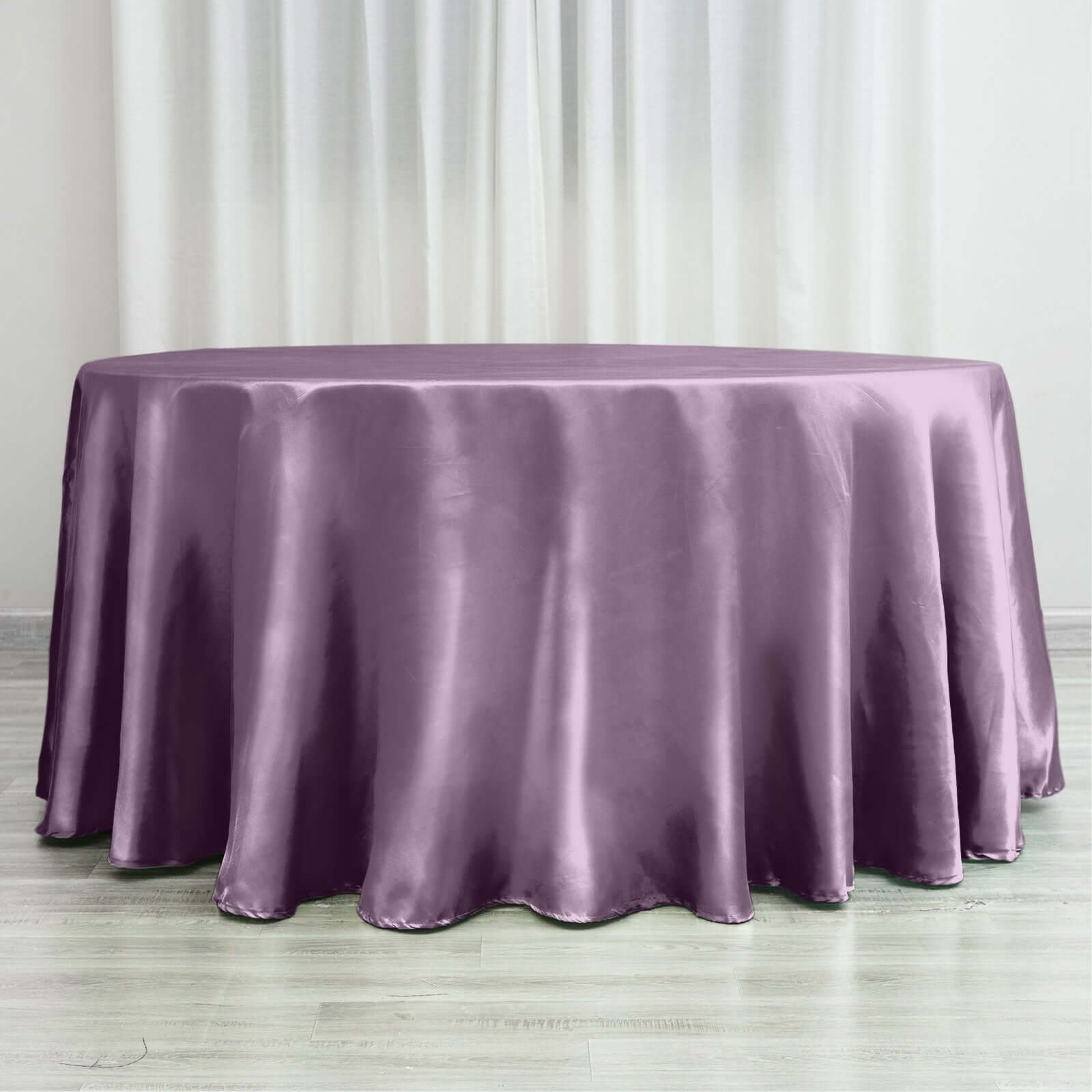 Satin 120" Round Tablecloth Violet Amethyst - Stylish Seamless Table Cover