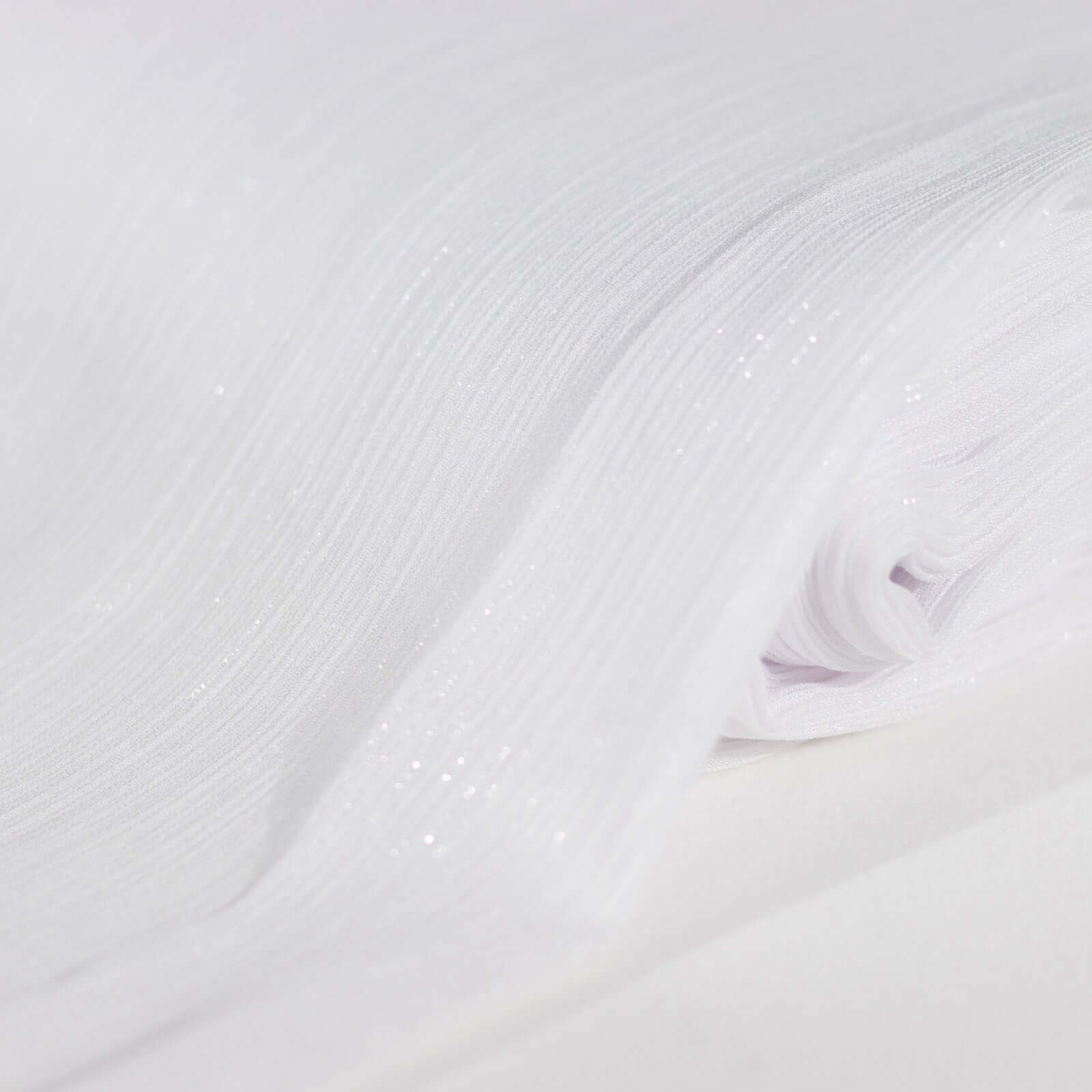 54"x10 Yards White Minimal Crinkle Chiffon Shiny Fabric Bolt, DIY Craft Fabric Roll