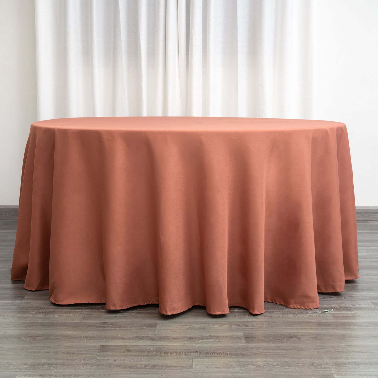 Polyester 120" Round Tablecloth Terracotta (Rust) - Seamless Wrinkle-Resistant Table Cover
