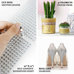 21”x11” Blush Self Adhesive Rhinestone Diamond Sticker Wrap Sheets, DIY Craft Gem Stickers