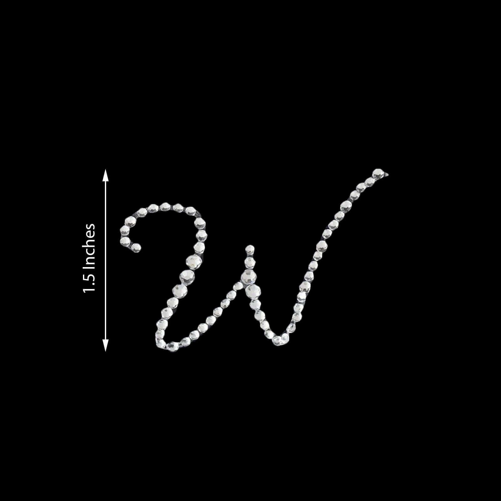 12 Pack 1.5" Clear Rhinestone Monogram Letter Jewel Sticker Self Adhesive DIY Diamond Decor - W