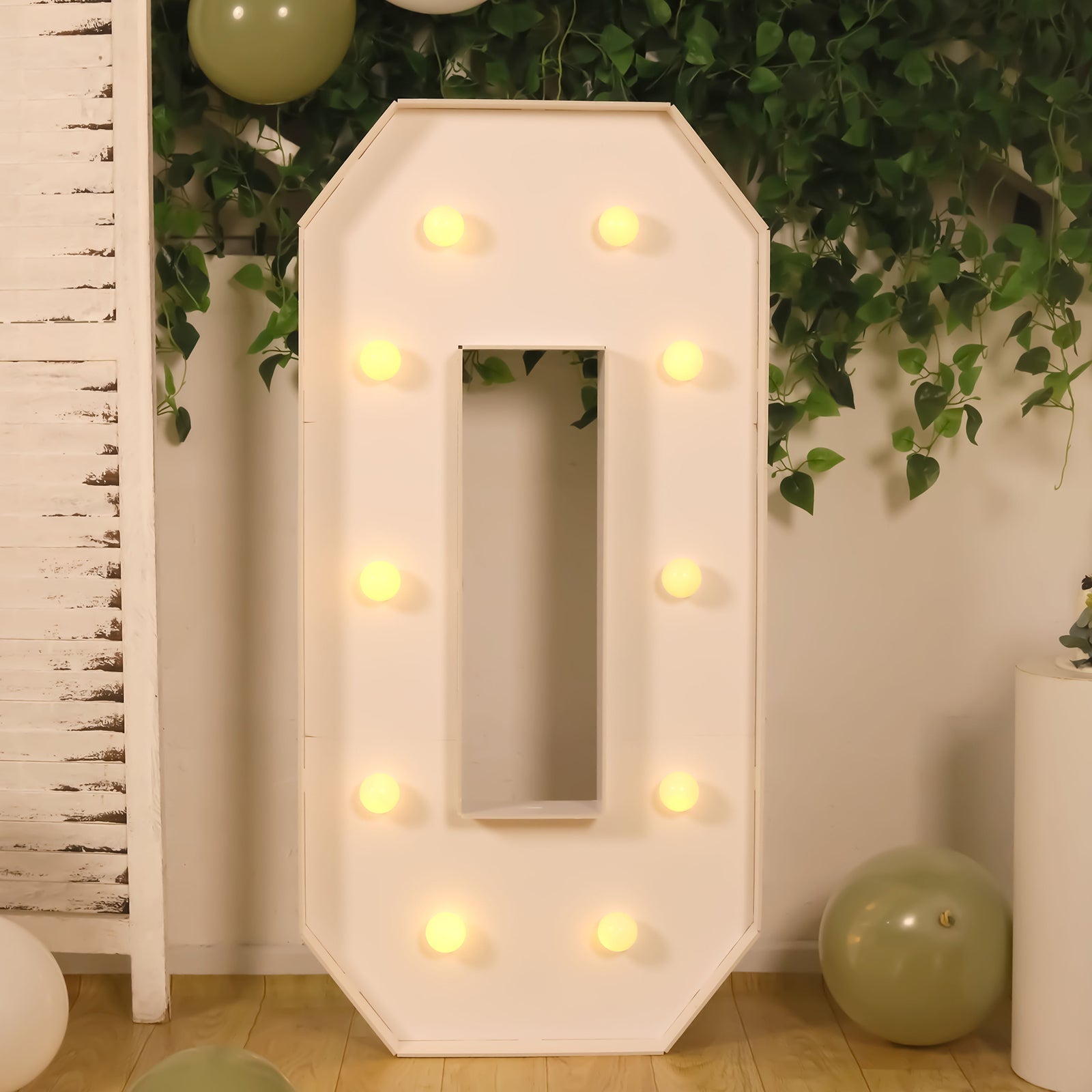 Giant LED Marquee Light Up Letter "O", White 4ft Pre-Cut Foam Board with 10 Warm White Battery Operated LEDs, Glue Gun and Sticks