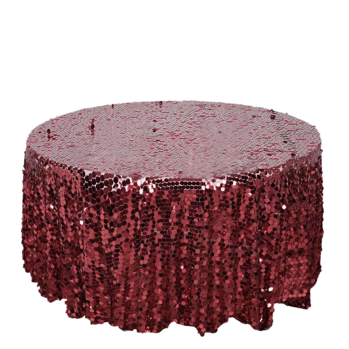 Sequin 120" Round Tablecloth Burgundy - Seamless Big Payette Table Cover