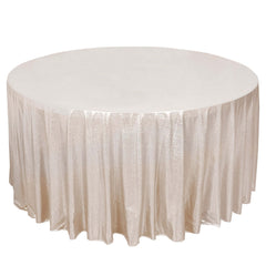 Sequin Dots Polyester Round 120" Tablecloth Beige - Wrinkle Free & Sparkling Table Cover