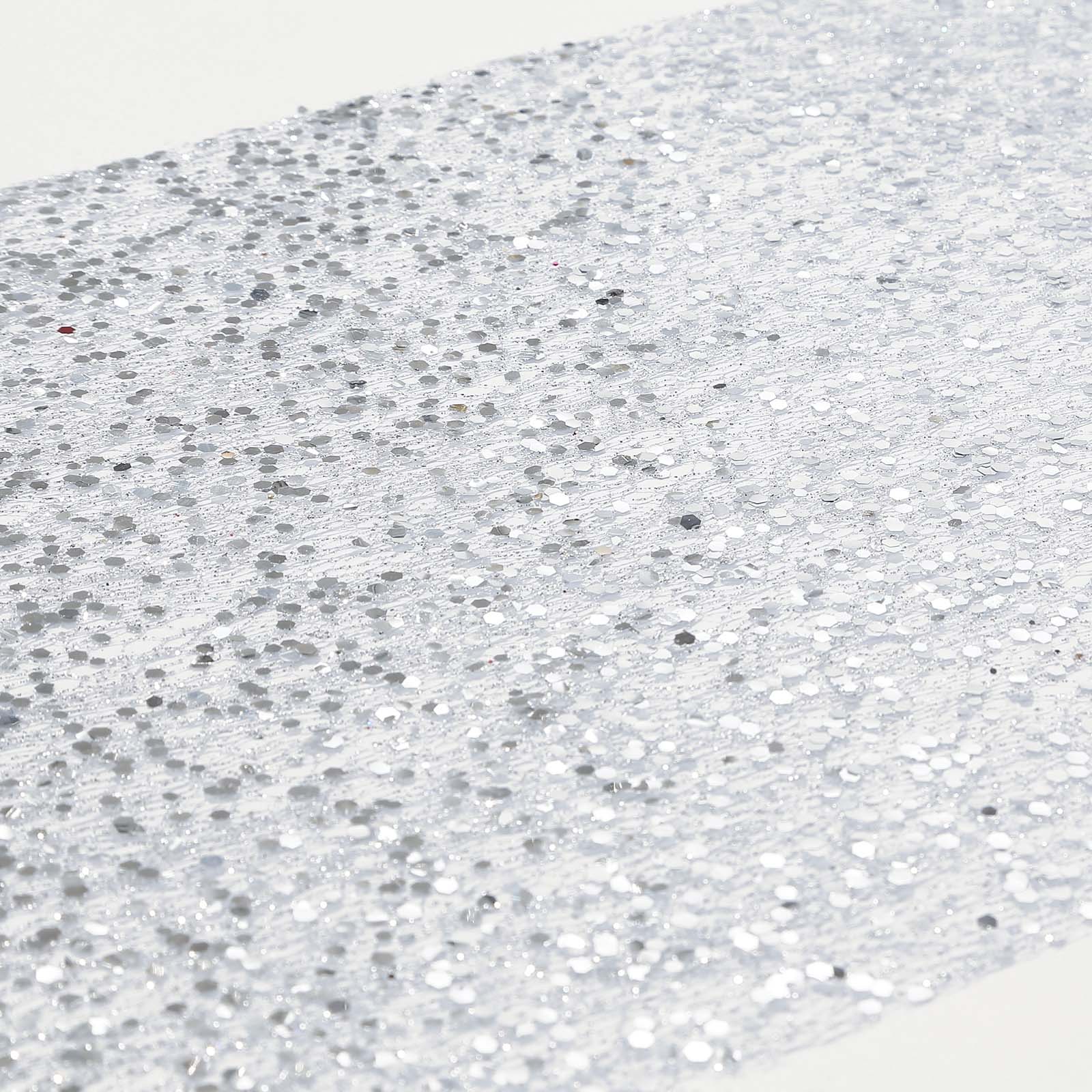 Mesh 11"x108" Table Runner Metallic Silver - Sequin Design for Convenient Event Decoration