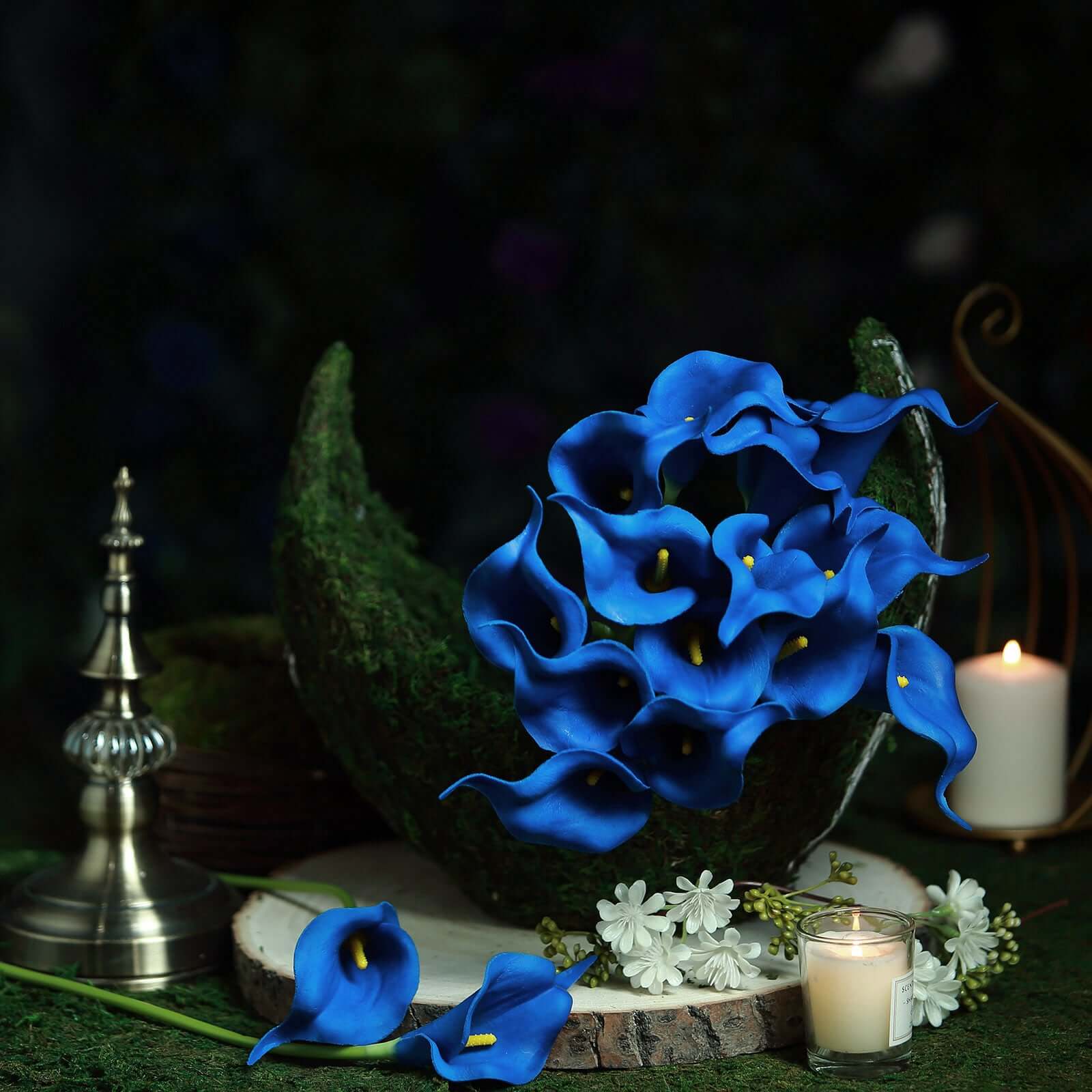 20 Stems 14" Royal Blue Artificial Poly Foam Calla Lily Flowers