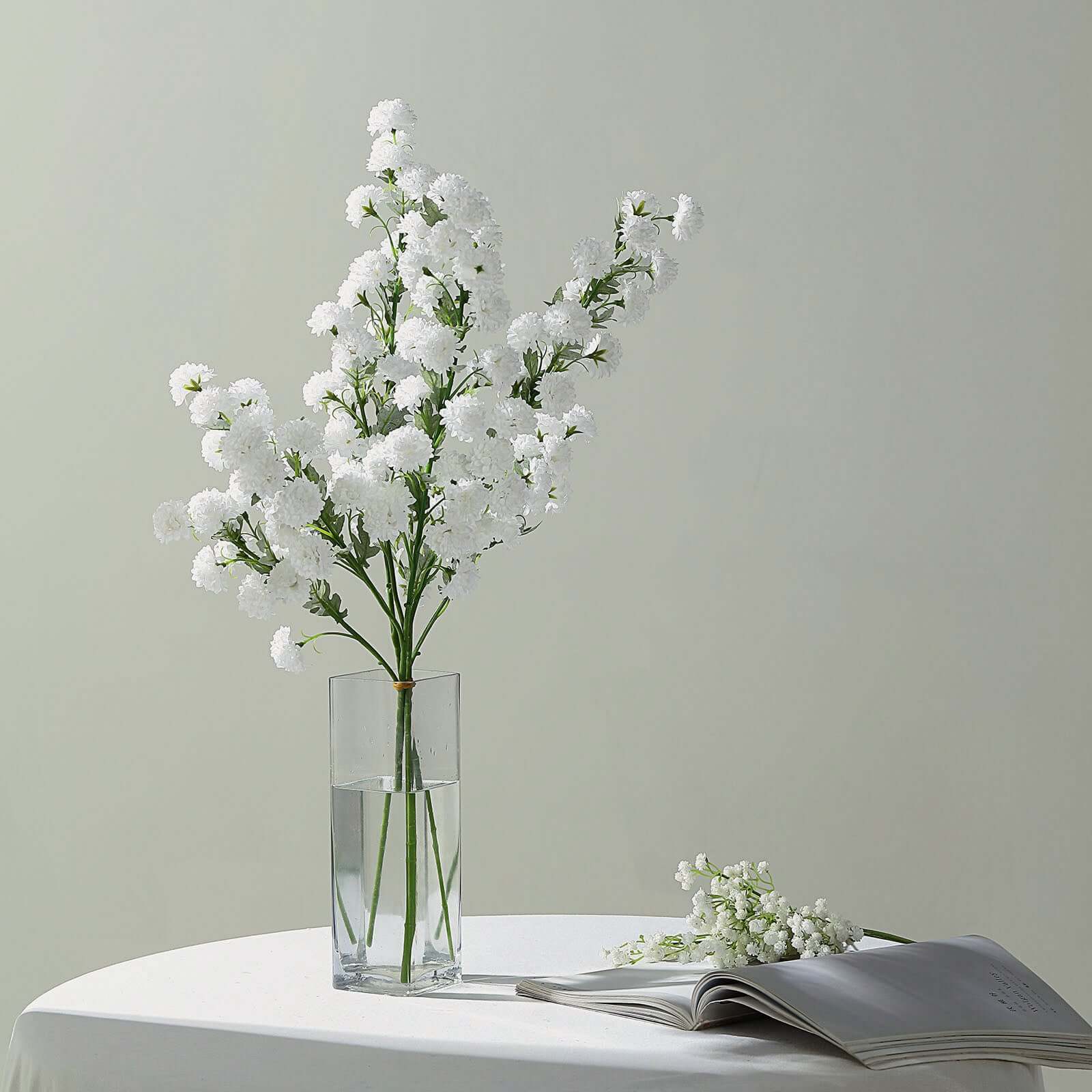 2 Bushes 33" White Artificial Silk Chrysanthemum Mum Flower Bouquets