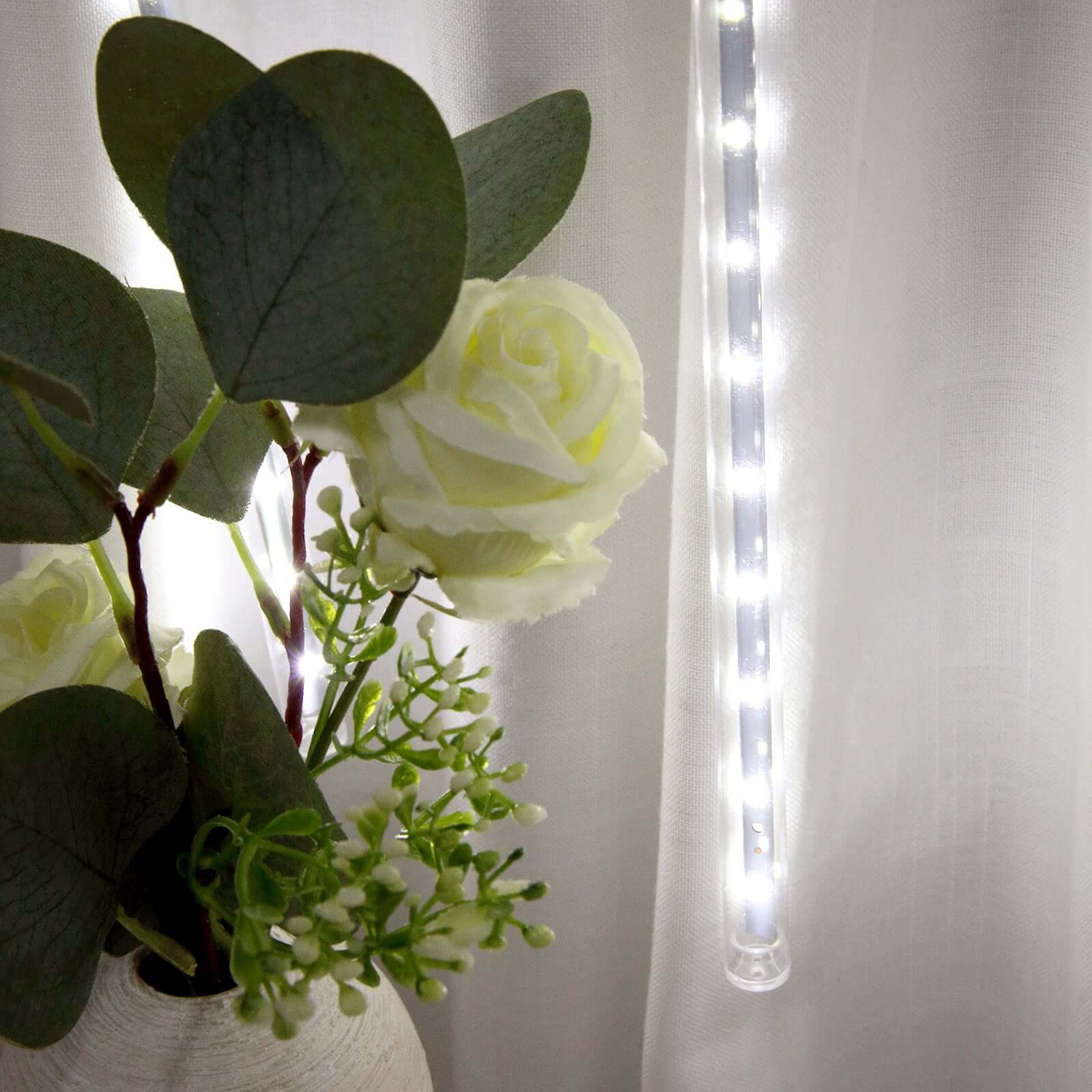 8 Tubes LED Hanging String Lights Icicle Design Clear - Waterproof Snowfall Effect 12"