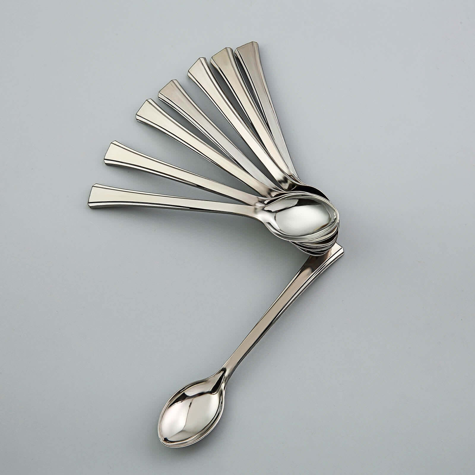 36-Pack Dessert Spoons Mini Heavy Duty Design Silver - Plastic Disposable Utensils for Catering and Gatherings 4"