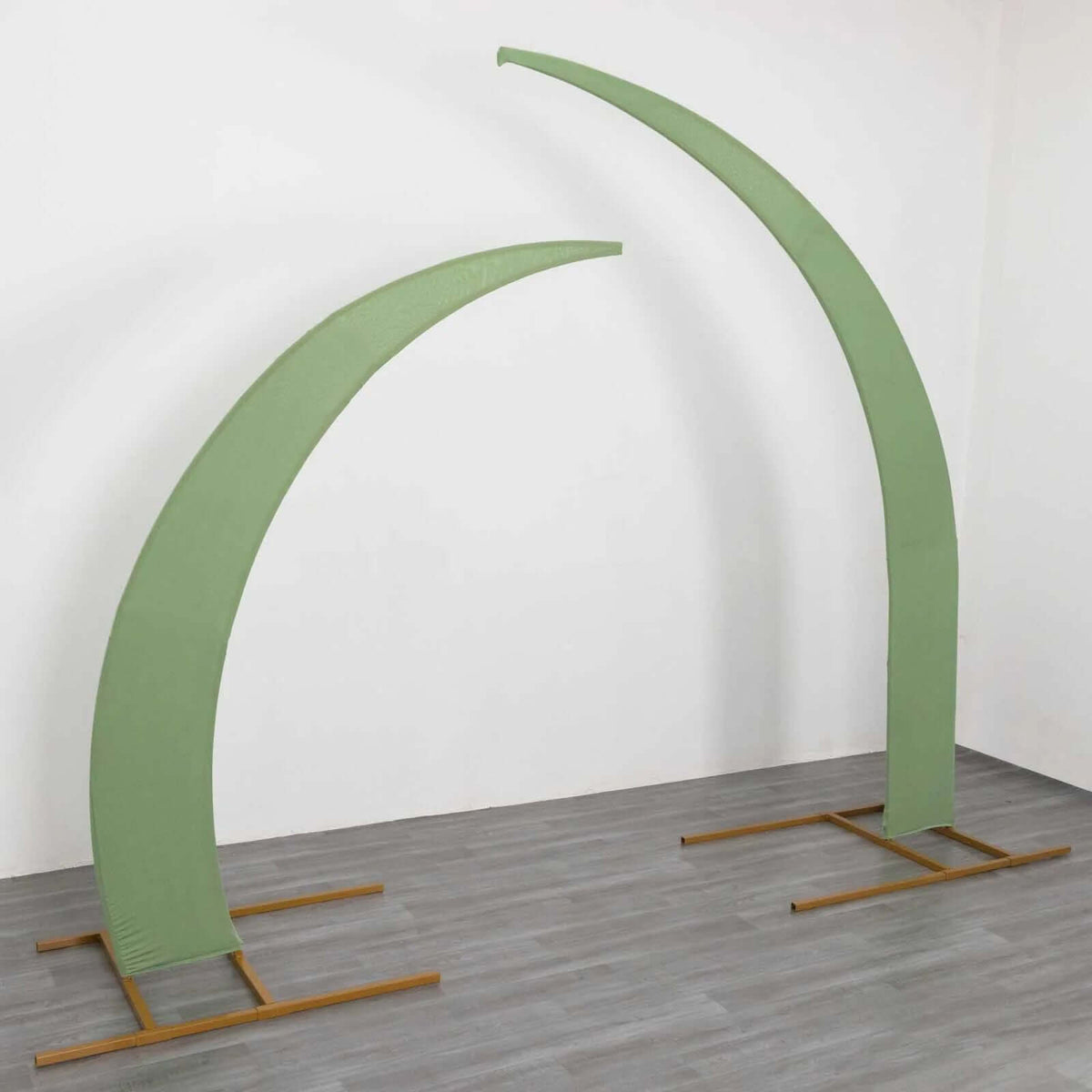 Set of 2 Sage Green Spandex Half Crescent Moon Backdrop Stand Covers, Custom Fitted Wedding Arch Cover for Curved Arbor Flower Balloon Frame