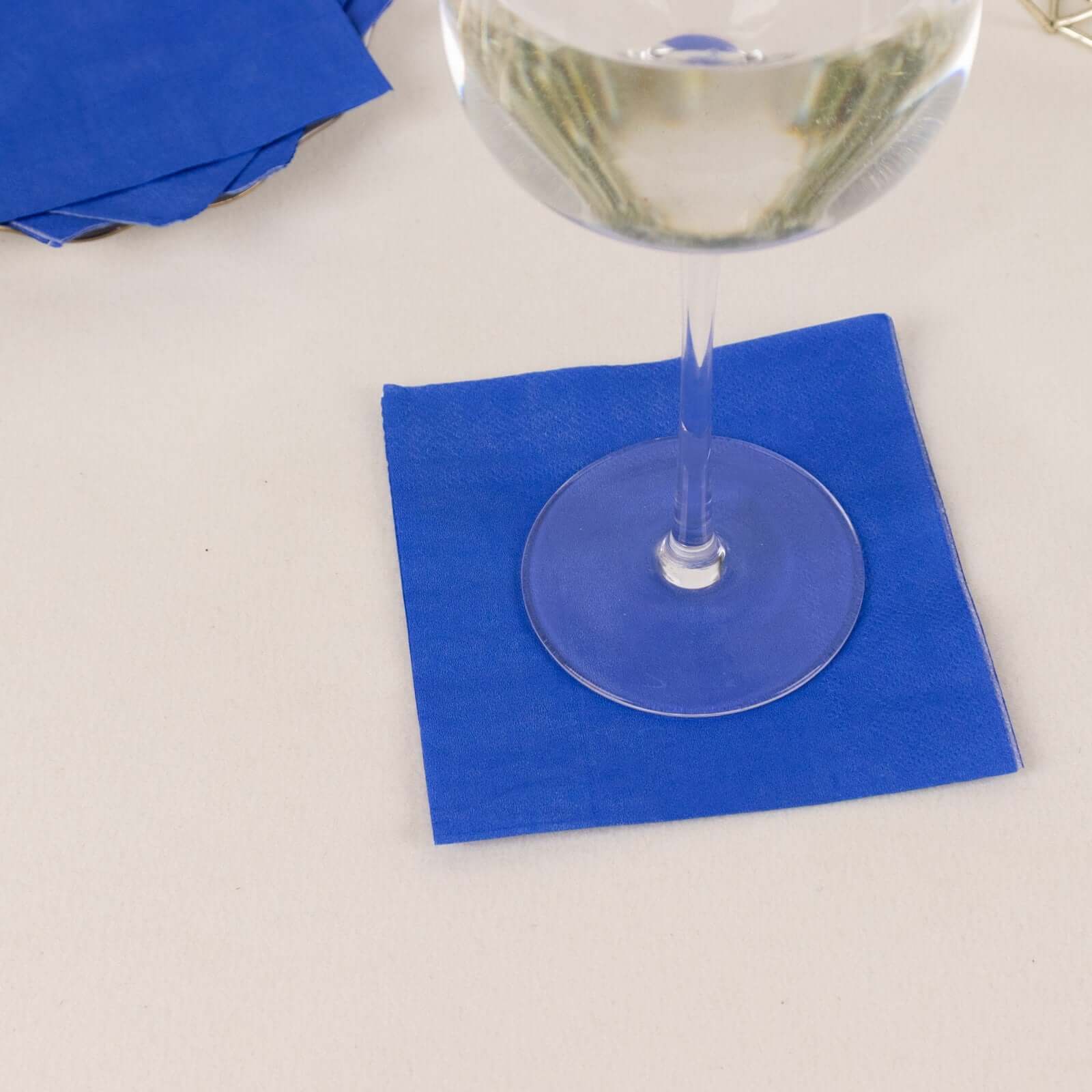 50-Pack Paper Beverage Napkins Royal Blue - 2 Ply Disposable Soft 18GSM Cocktail Napkins 5"x5"