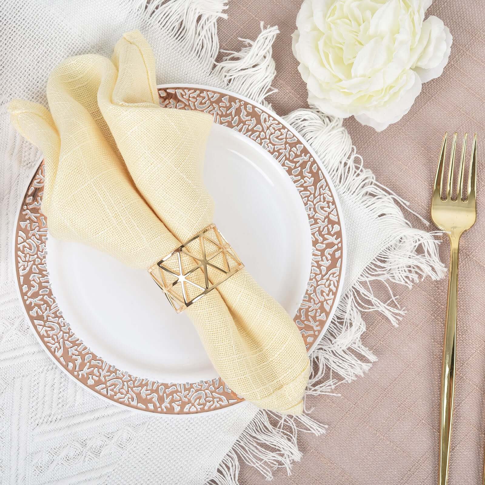 5 Pack Metallic Gold Geometric Napkin Rings, Paper Napkin Holders
