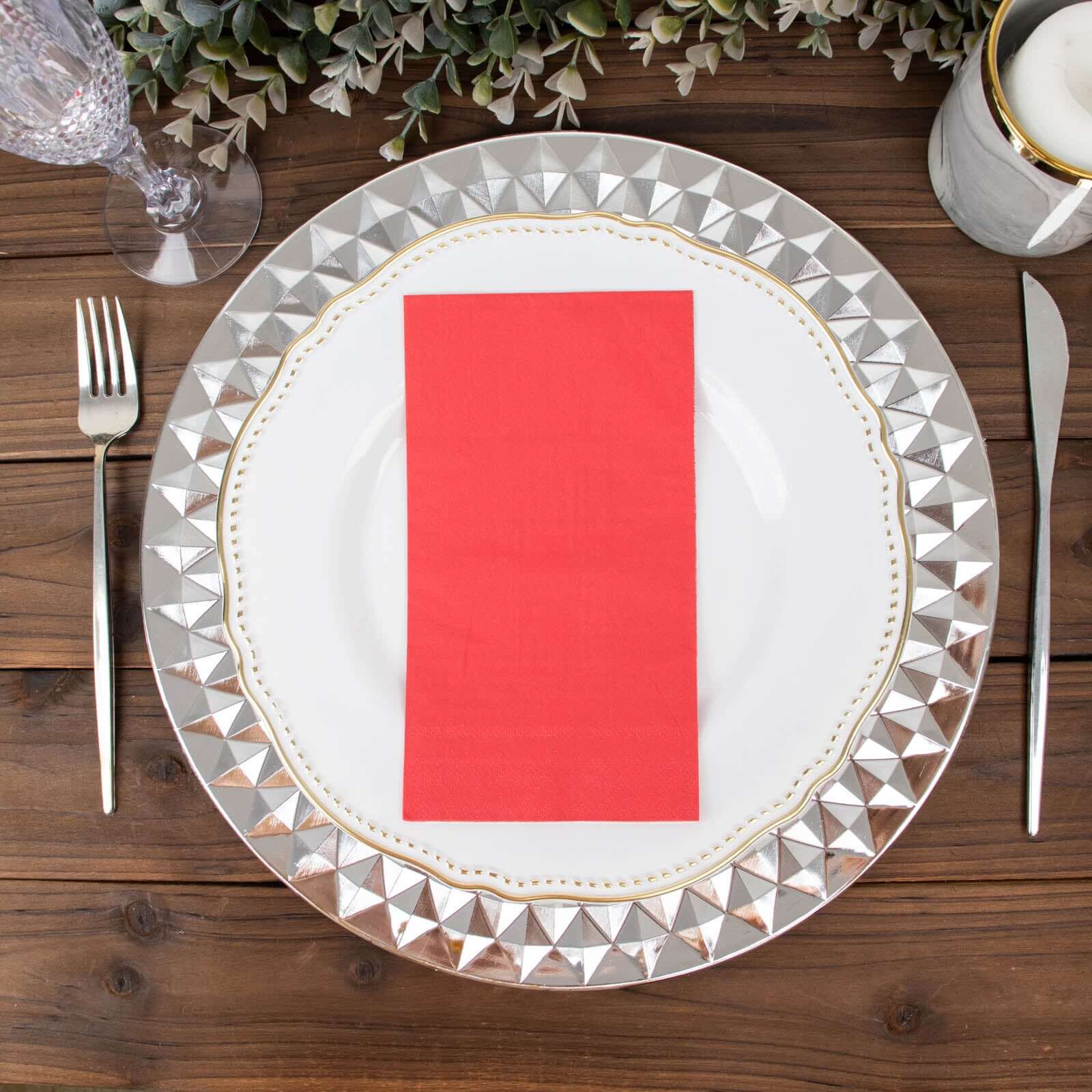 50-Pack Paper Napkins Soft Red - Disposable 2-Ply Cocktail and Beverage Napkins for Weddings