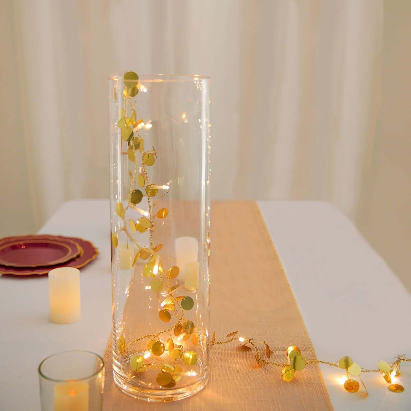 6-Pack Glass Flower Vases Cylinder Design Heavy Duty Clear - Stylish Centerpieces for Weddings 16"
