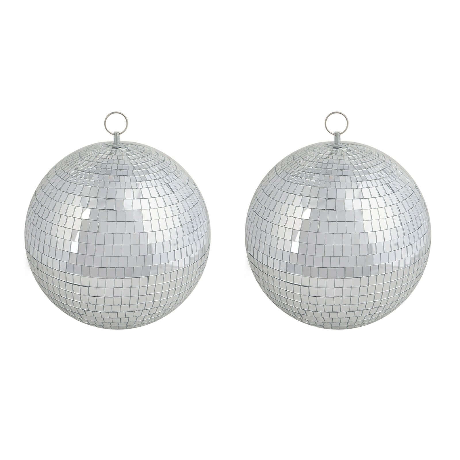 2 Pack 10" Silver Foam Disco Mirror Ball With Hanging Swivel Ring, Holiday Party Decor